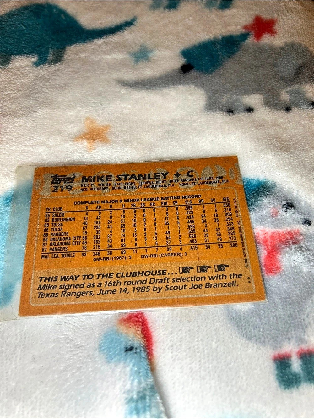 Topps Mike Stanley Texas Rangers Baseball Card - Picture 2 of 2